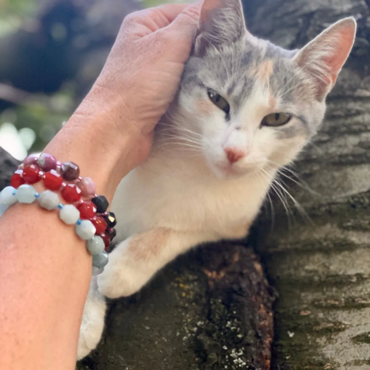 Healing Tube Crystal Bracelet Trio: Carnelian Bracelet for Self-Esteem, Aquamarine Bracelet for Hope, Tourmaline Bracelet for Self Confidence