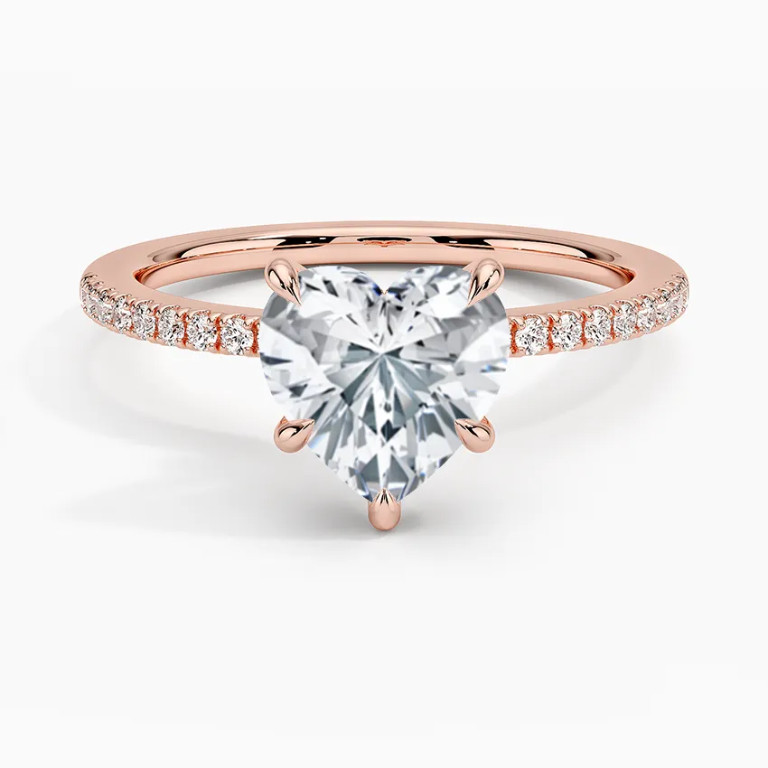 Heart Petite Demi Diamond Engagement Ring [Setting Only] - EC109H