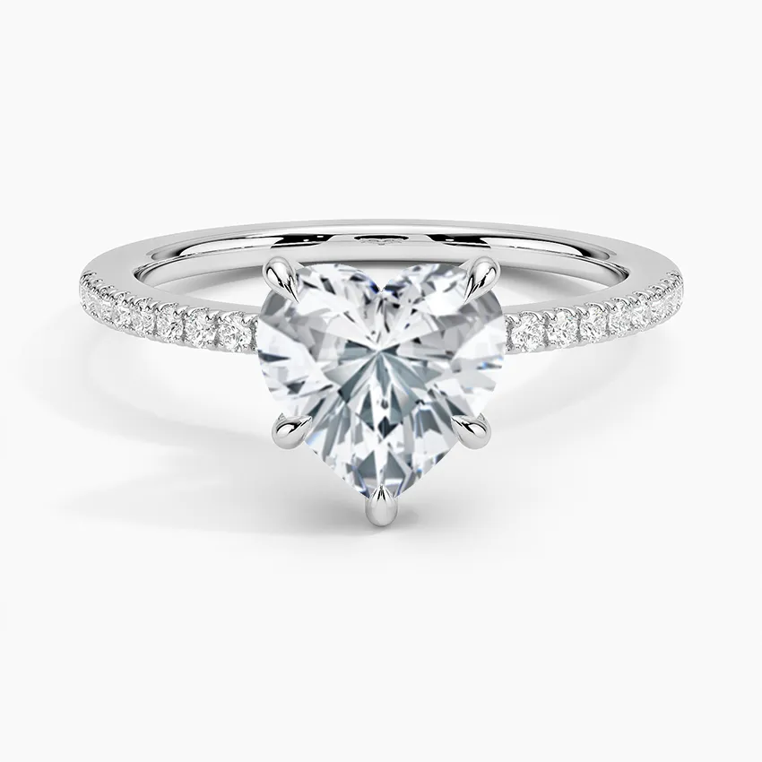 Heart Petite Demi Diamond Engagement Ring [Setting Only] - EC109H