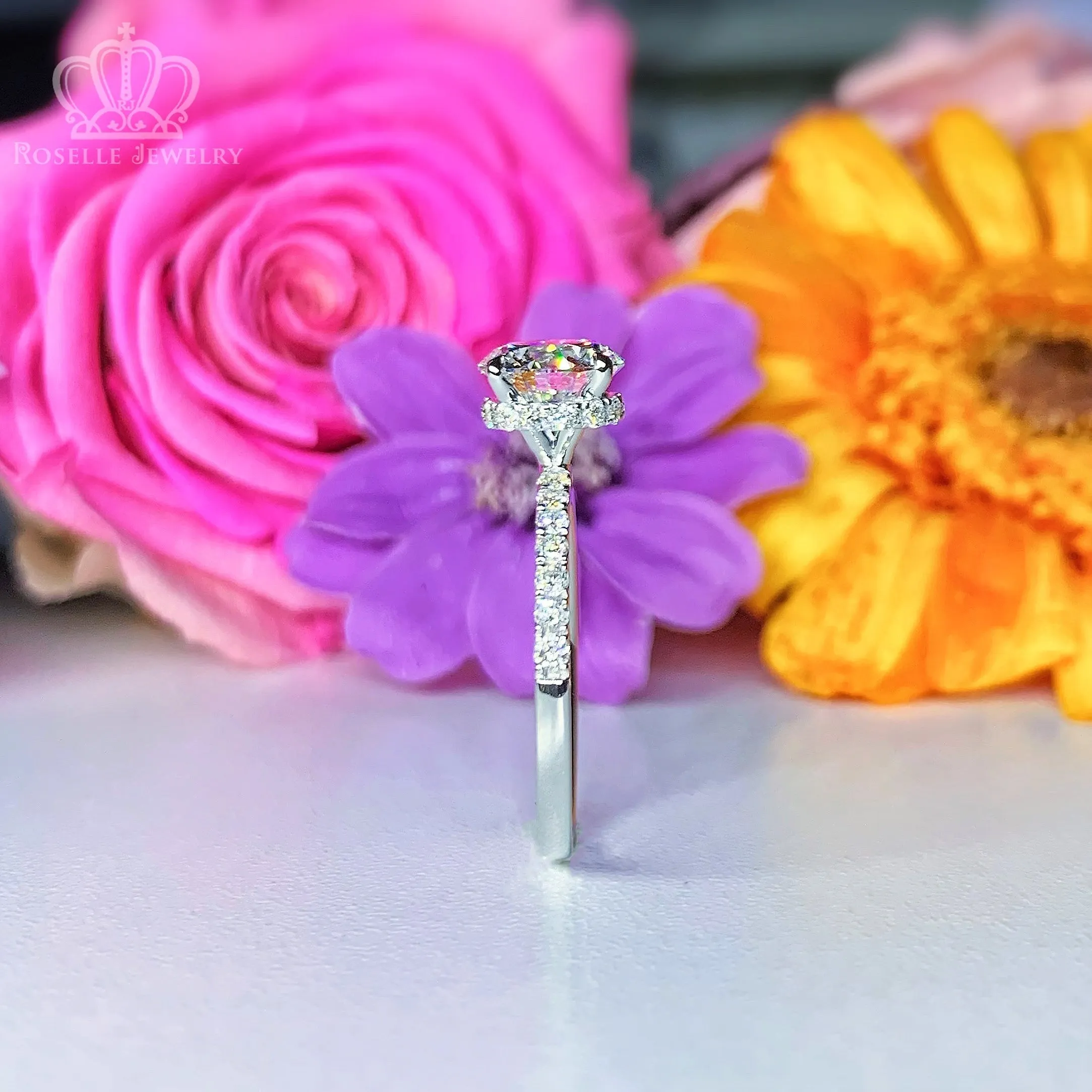 Hidden Halo Side Stone Diamond Engagement Ring - LGR010s