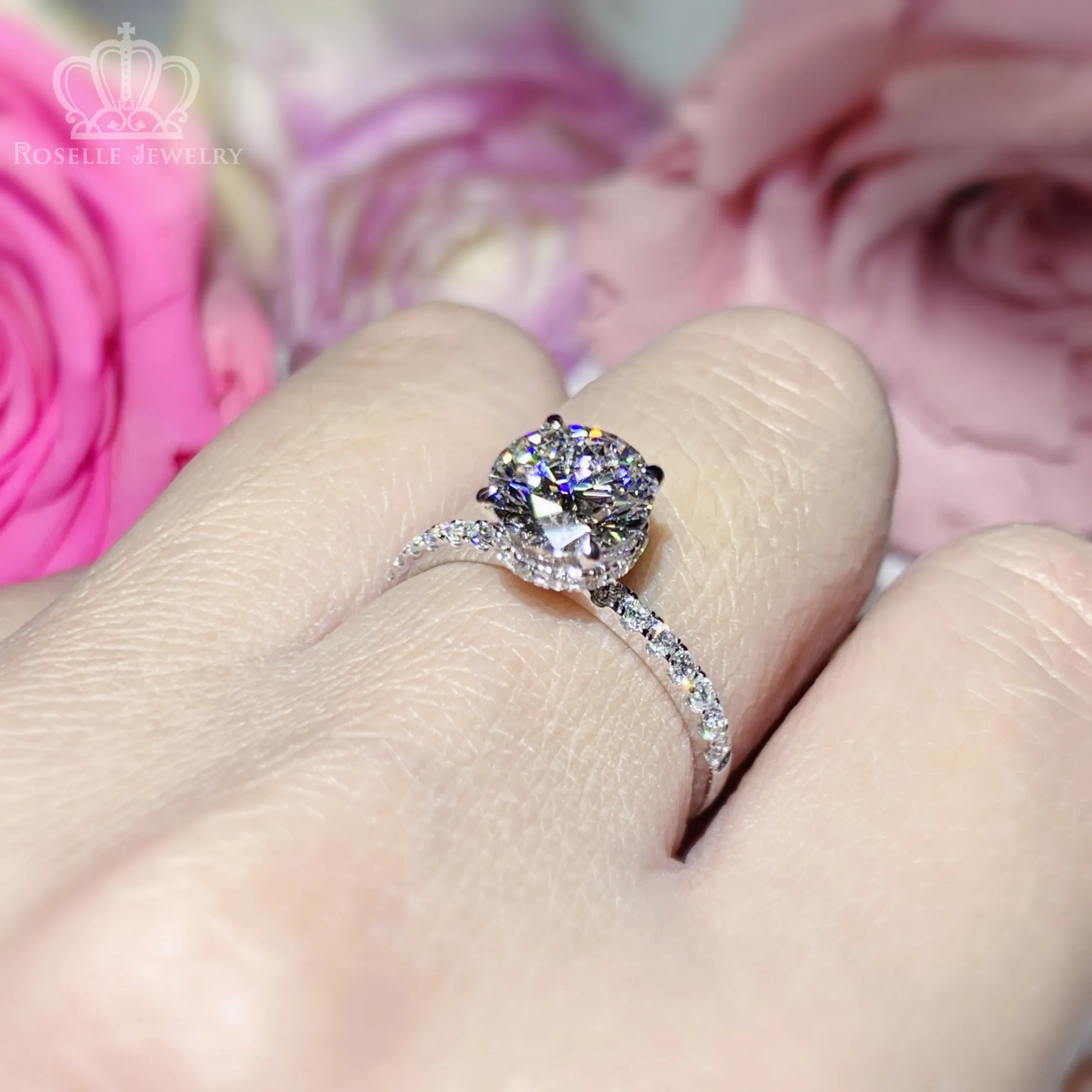 Hidden Halo Side Stone Diamond Engagement Ring - LGR010s