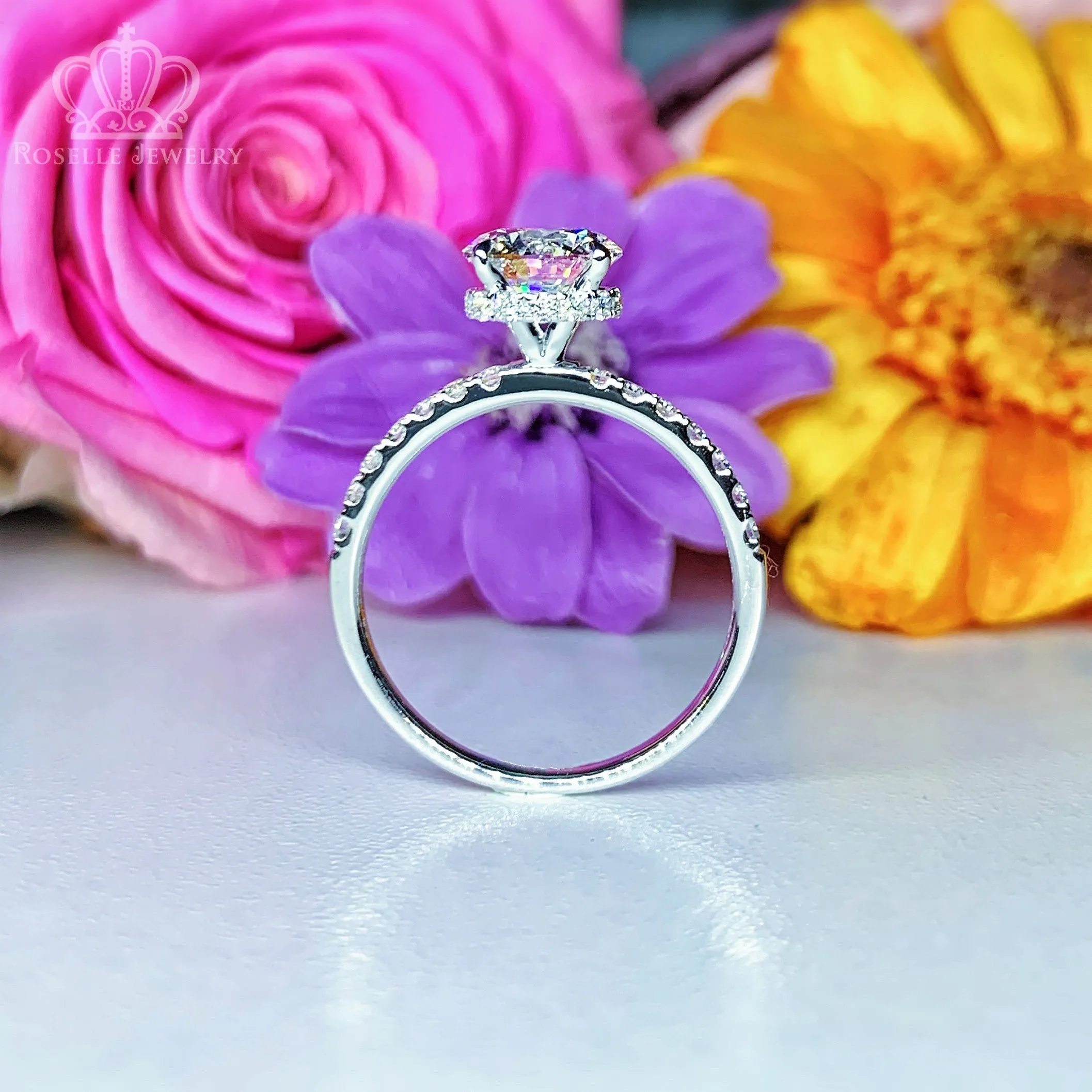 Hidden Halo Side Stone Diamond Engagement Ring - LGR010s