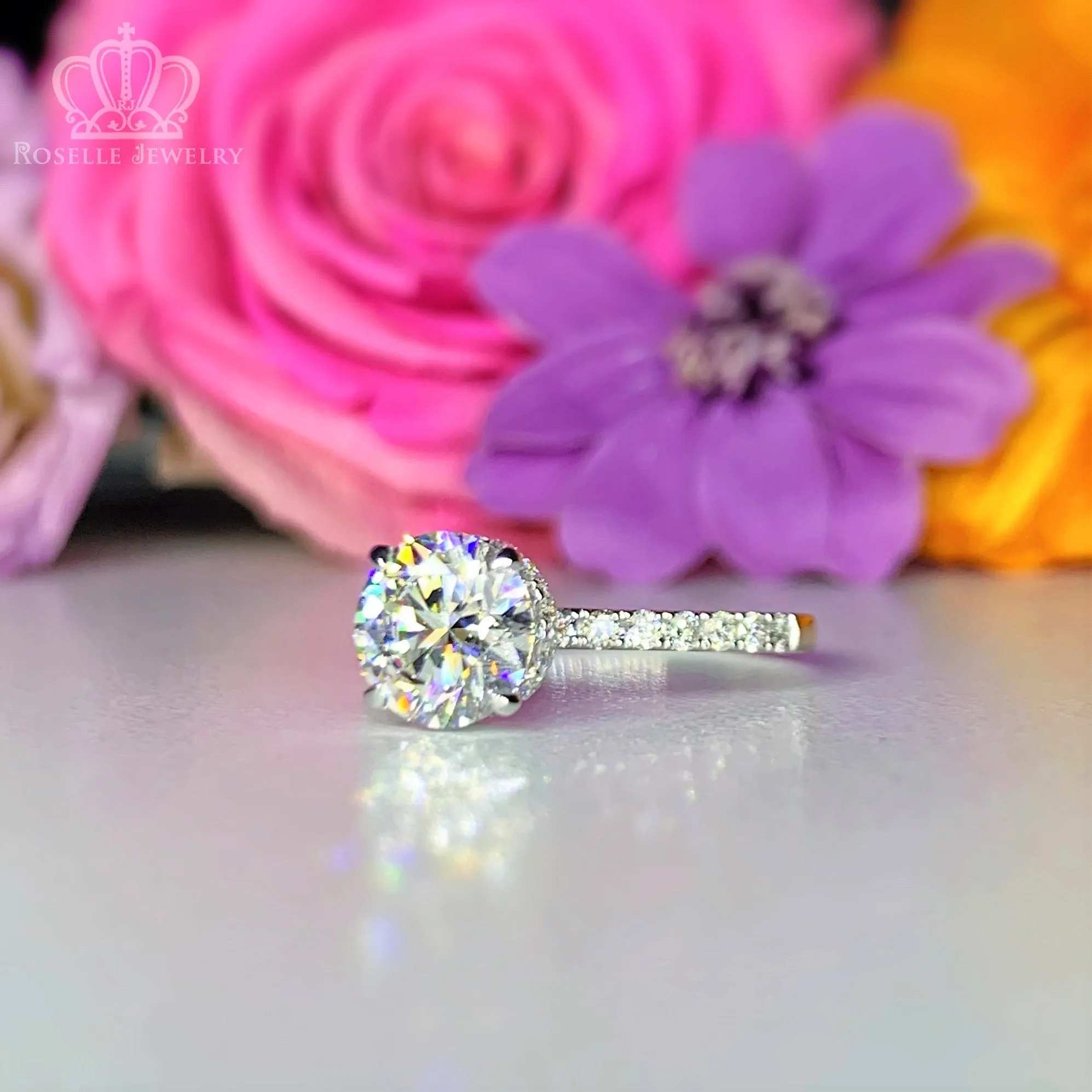 Hidden Halo Side Stone Diamond Engagement Ring - LGR010s