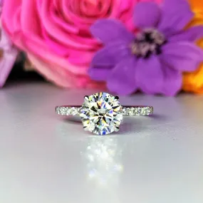 Hidden Halo Side Stone Diamond Engagement Ring - LGR010s