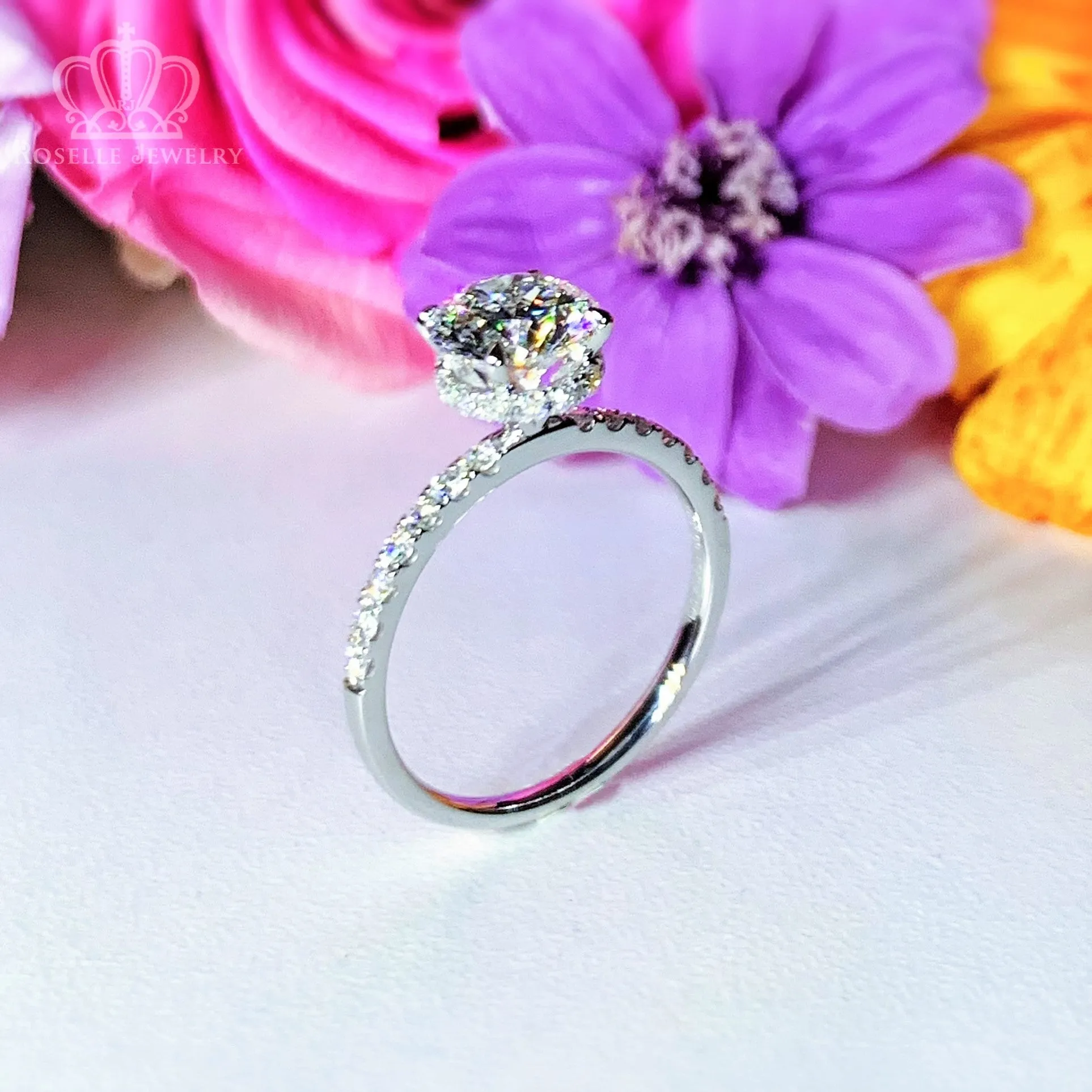 Hidden Halo Side Stone Diamond Engagement Ring - LGR010s