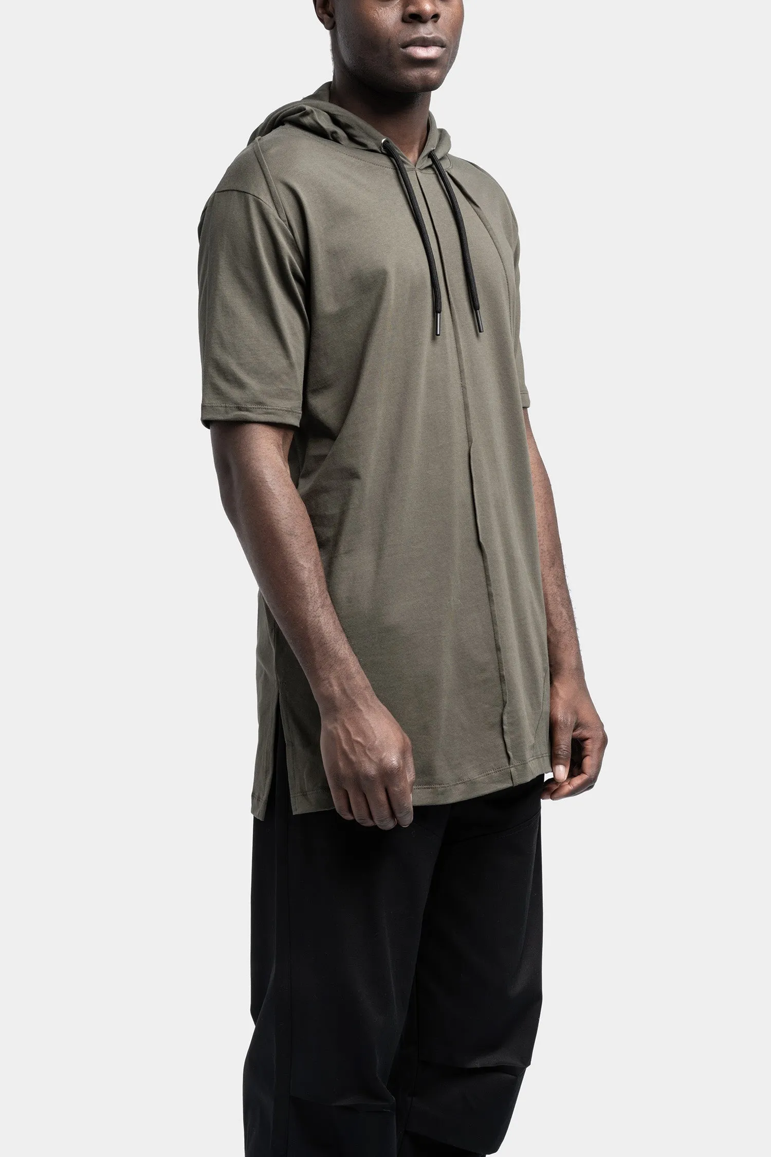 Hooded cotton t-shirt, Military green