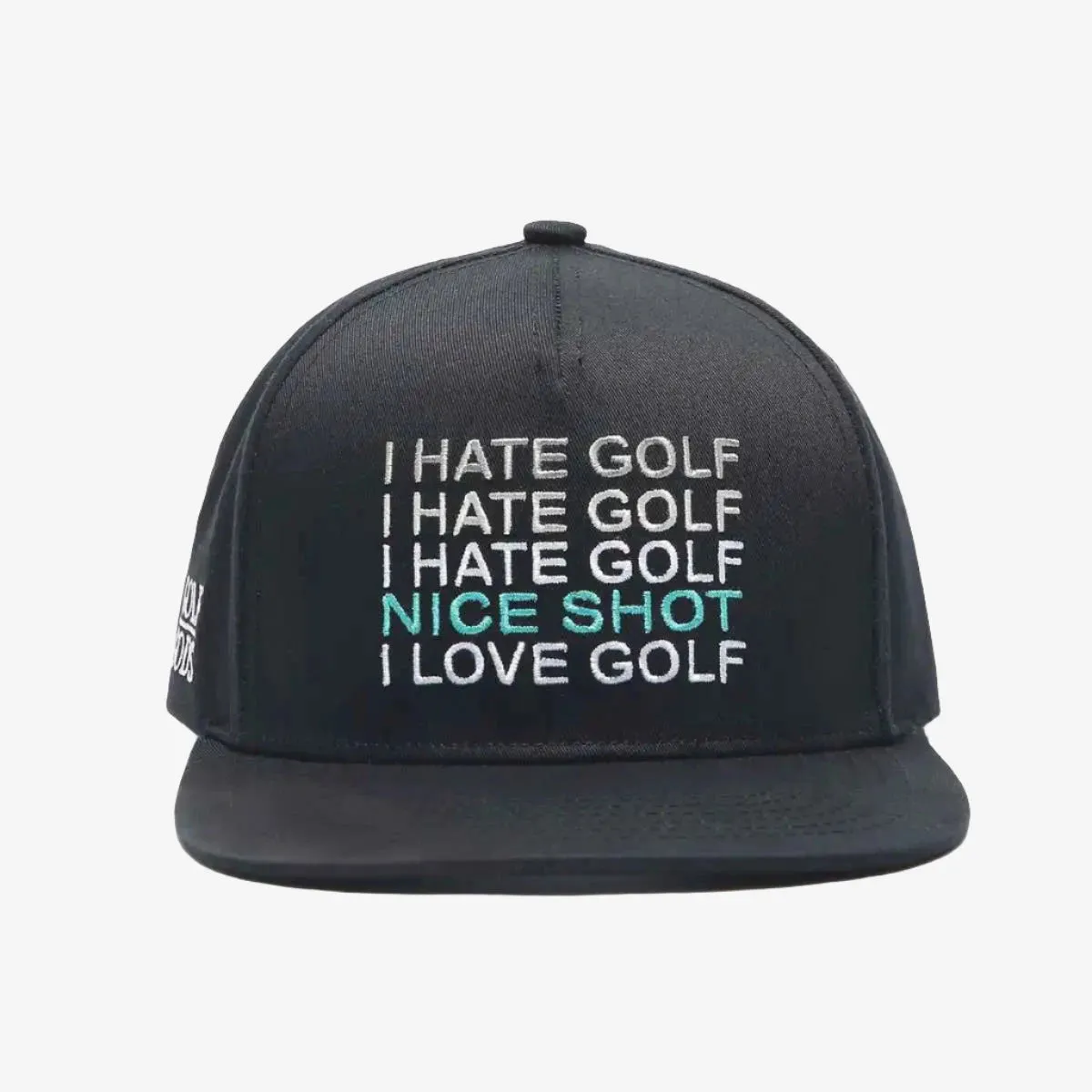 I Hate Golf Black SnapBack Golf Hat - Flat Brim