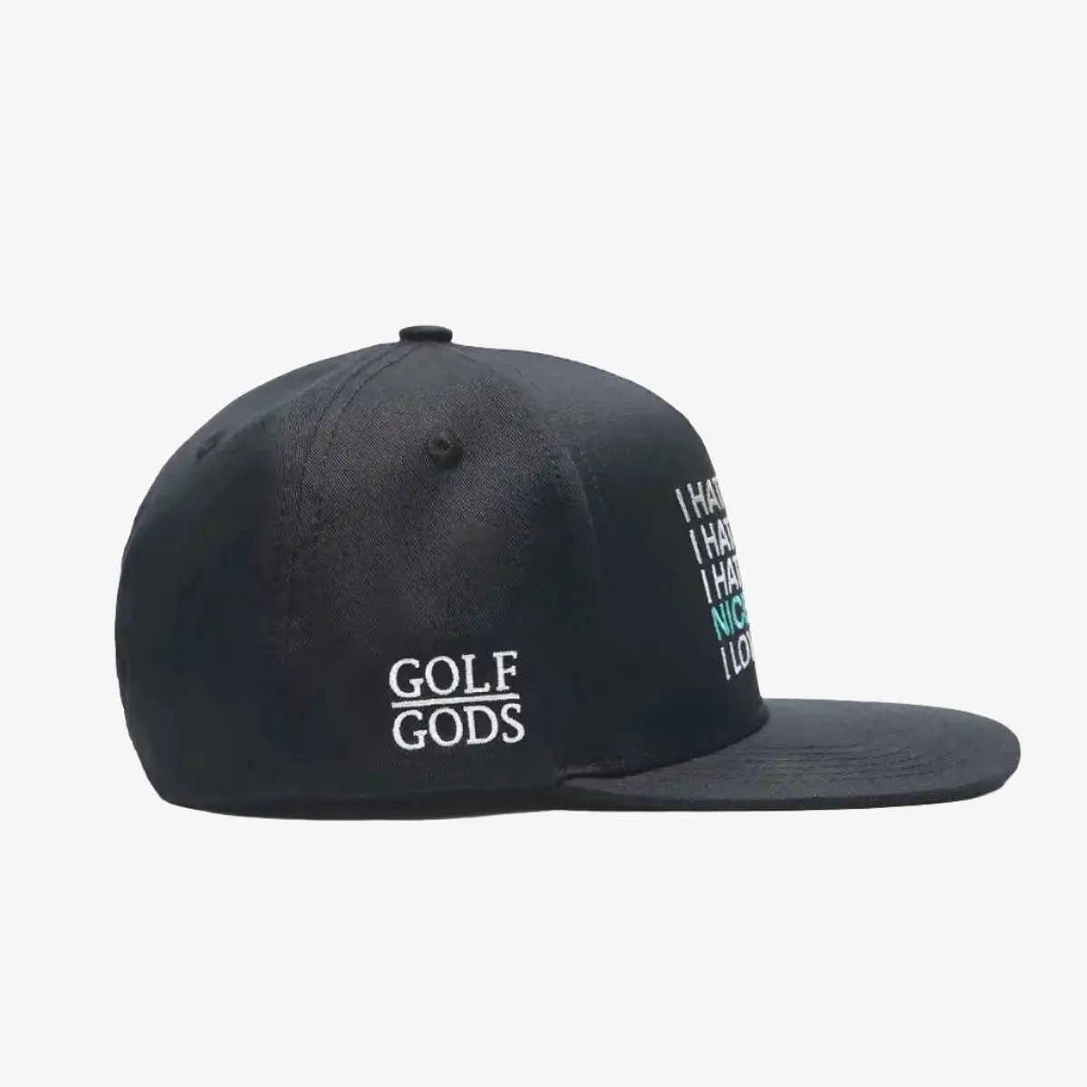 I Hate Golf Black SnapBack Golf Hat - Flat Brim