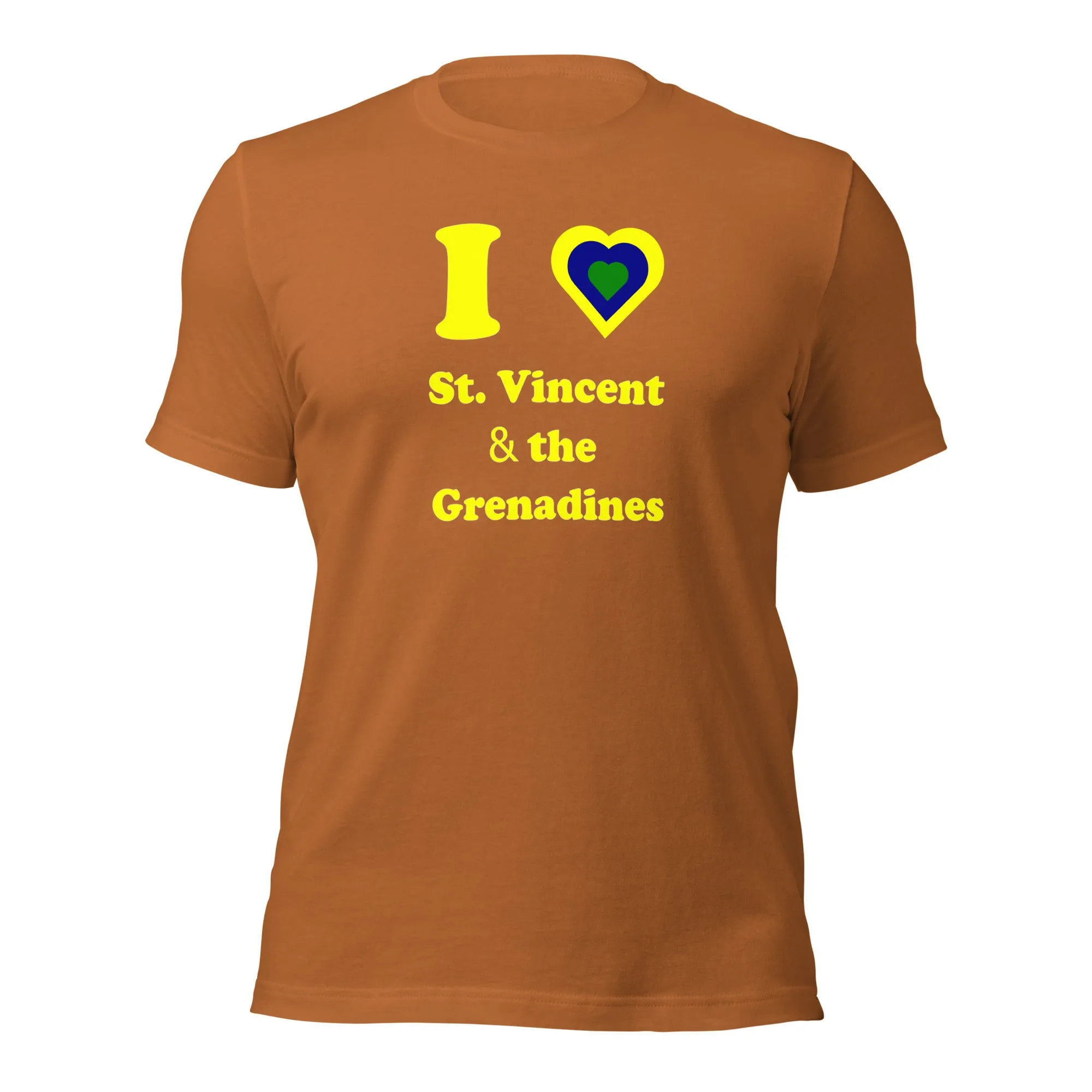 I Love St. Vincent and the Grenadines Unisex t-shirt Yellow Heart