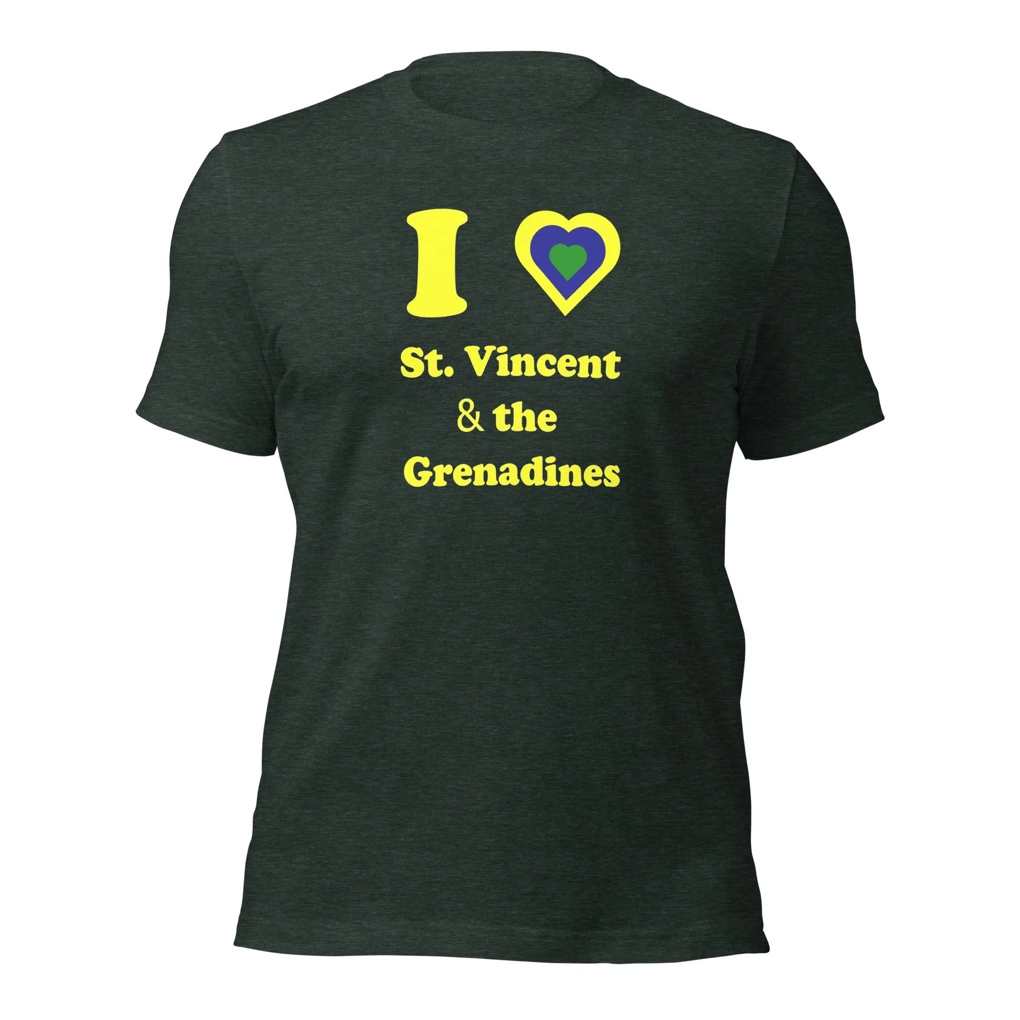 I Love St. Vincent and the Grenadines Unisex t-shirt Yellow Heart