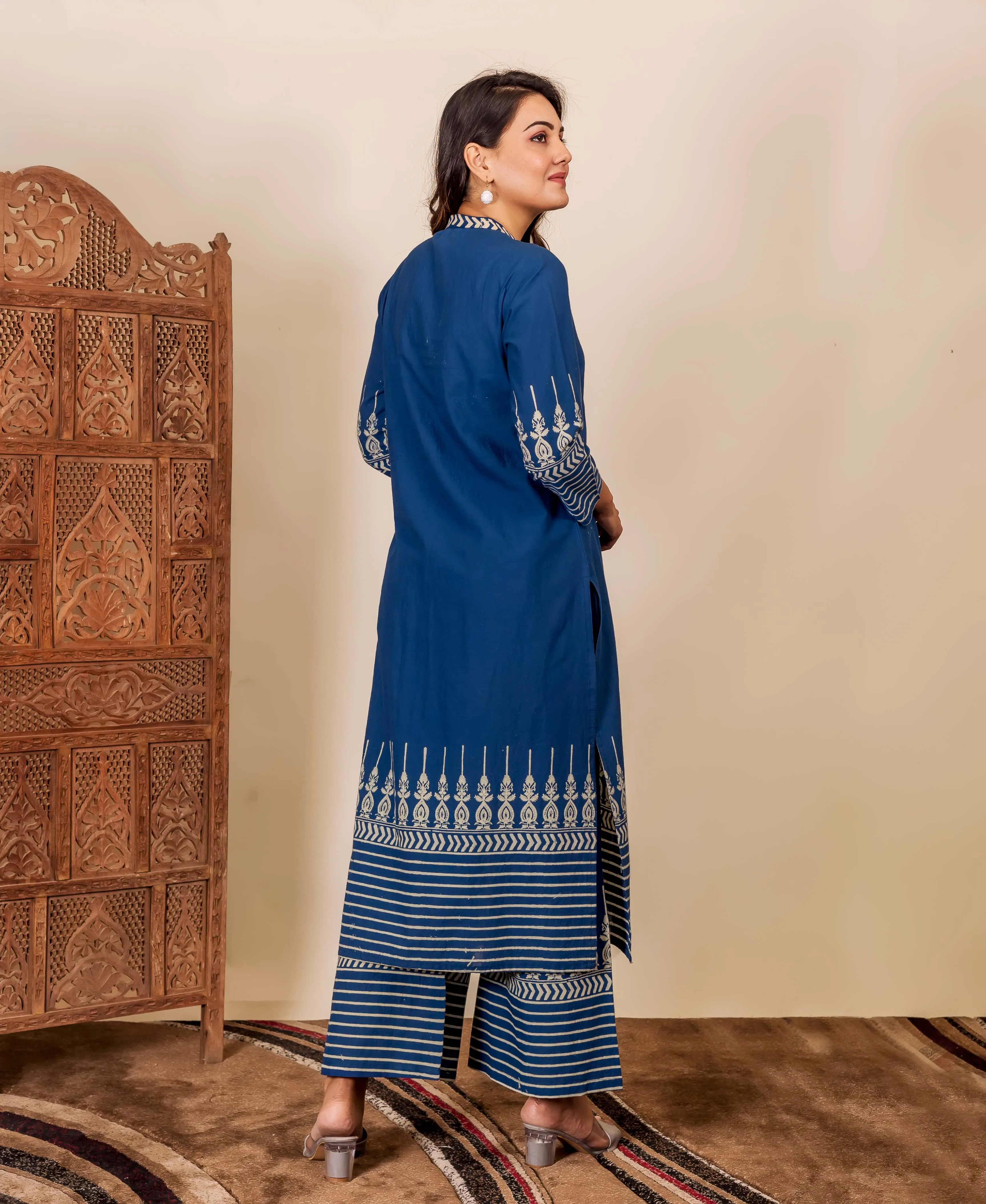 Indigo Hand Block Printed Kurta