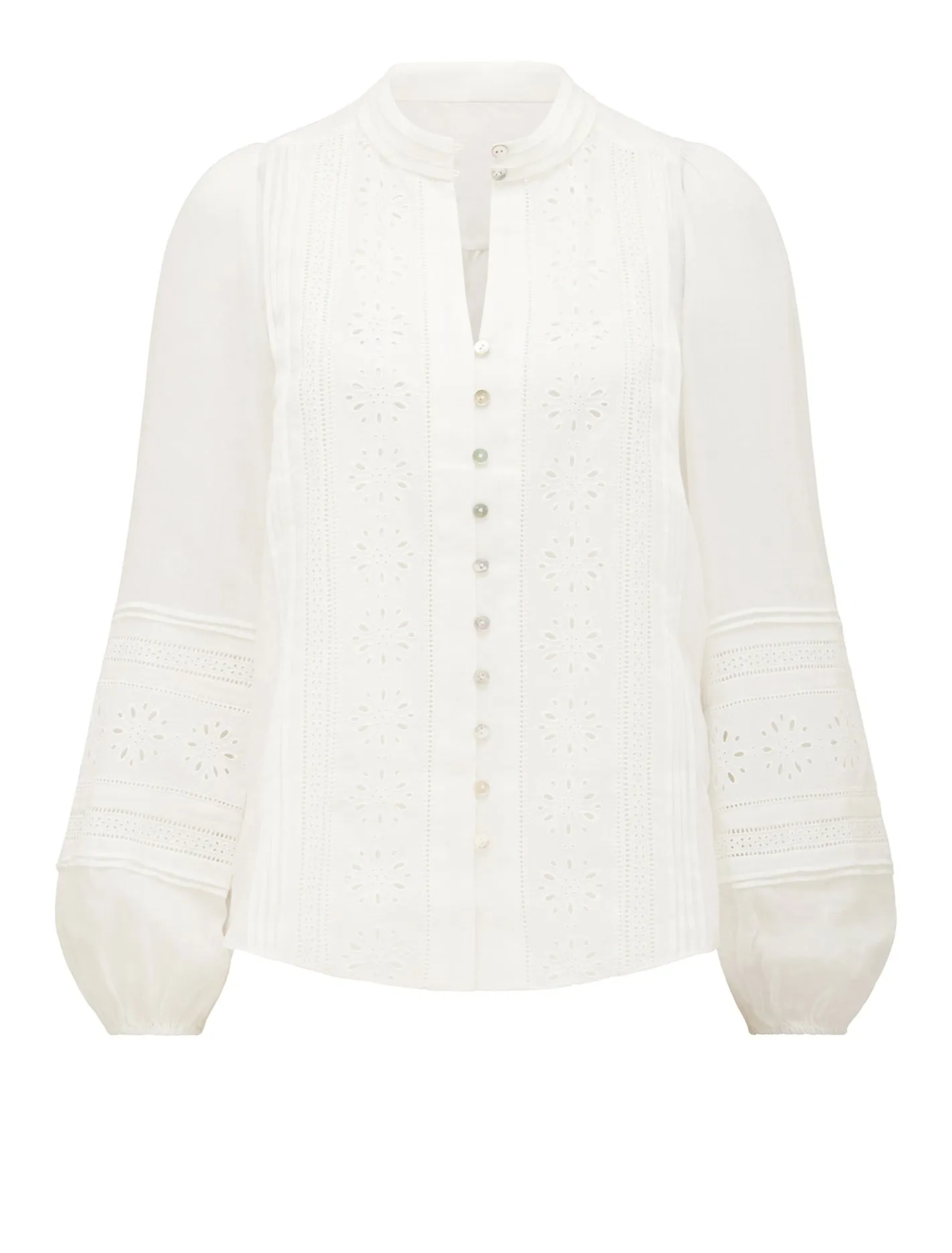 Inez Keyhole Trim Spliced Blouse