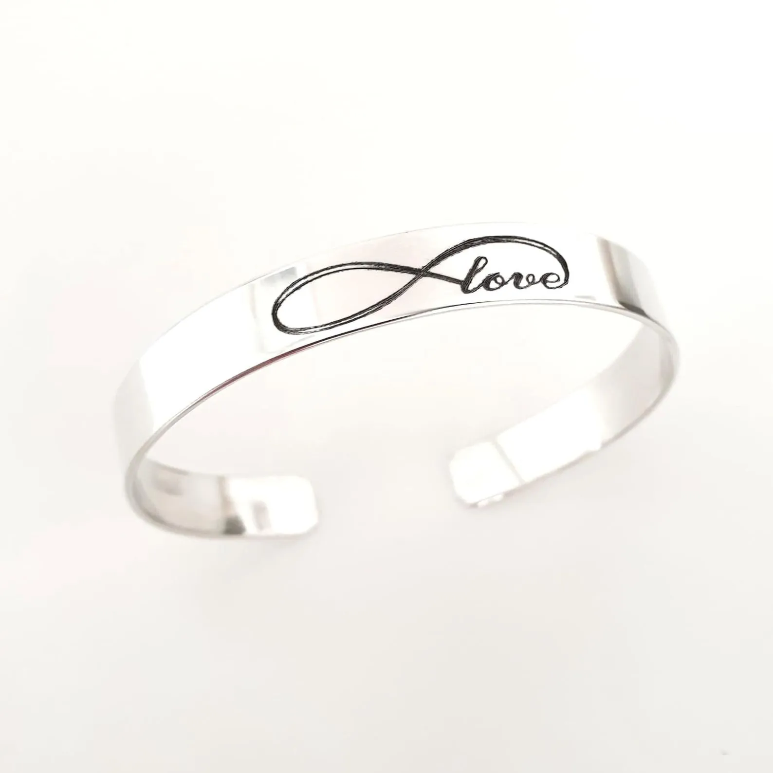 Infinity Symbol Sterling Silver Love Ring - Names Engraved Ring