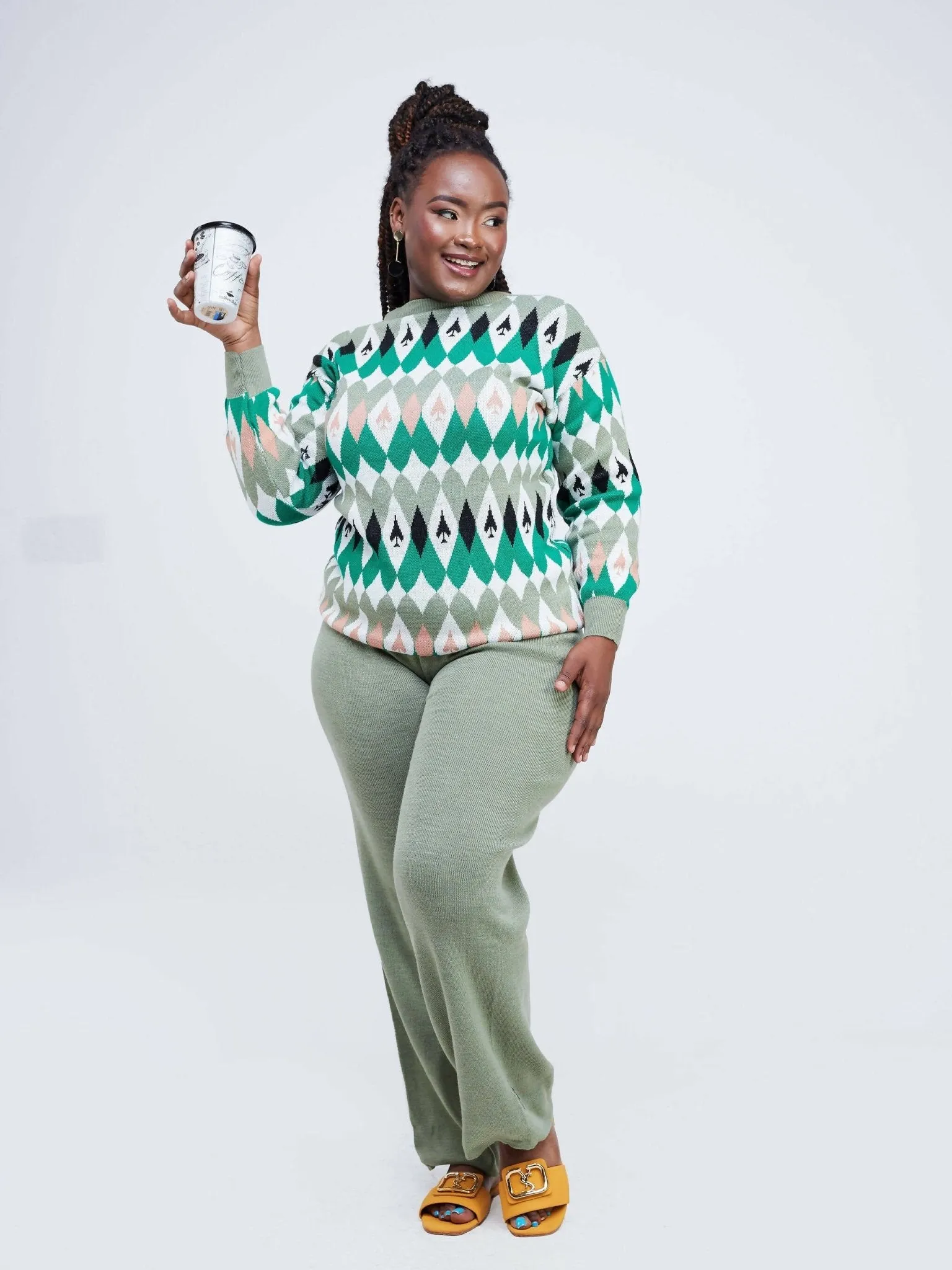 Infy Knit Wear Full Length Pants - Green