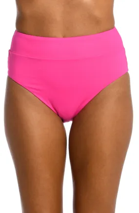 Island Goddess Cinch Back High Waist Bottom - Pop Pink