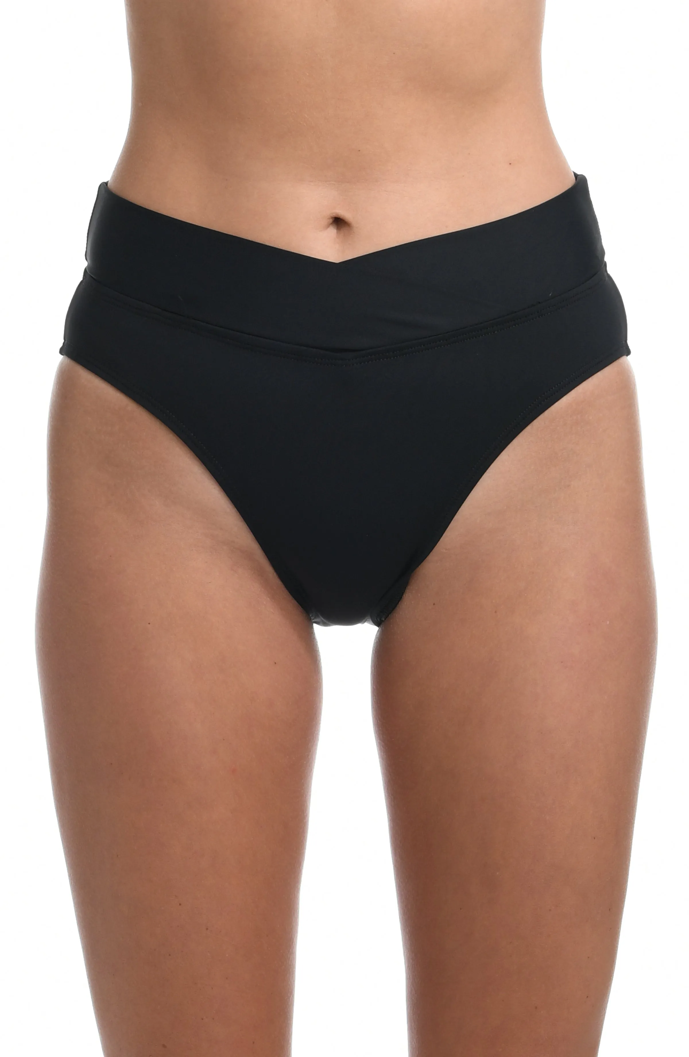 Island Goddess Crossover High Waist Bottom - Black