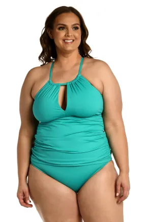 Island Goddess High-Neck Keyhole Tankini Top - Emerald - FINAL SALE