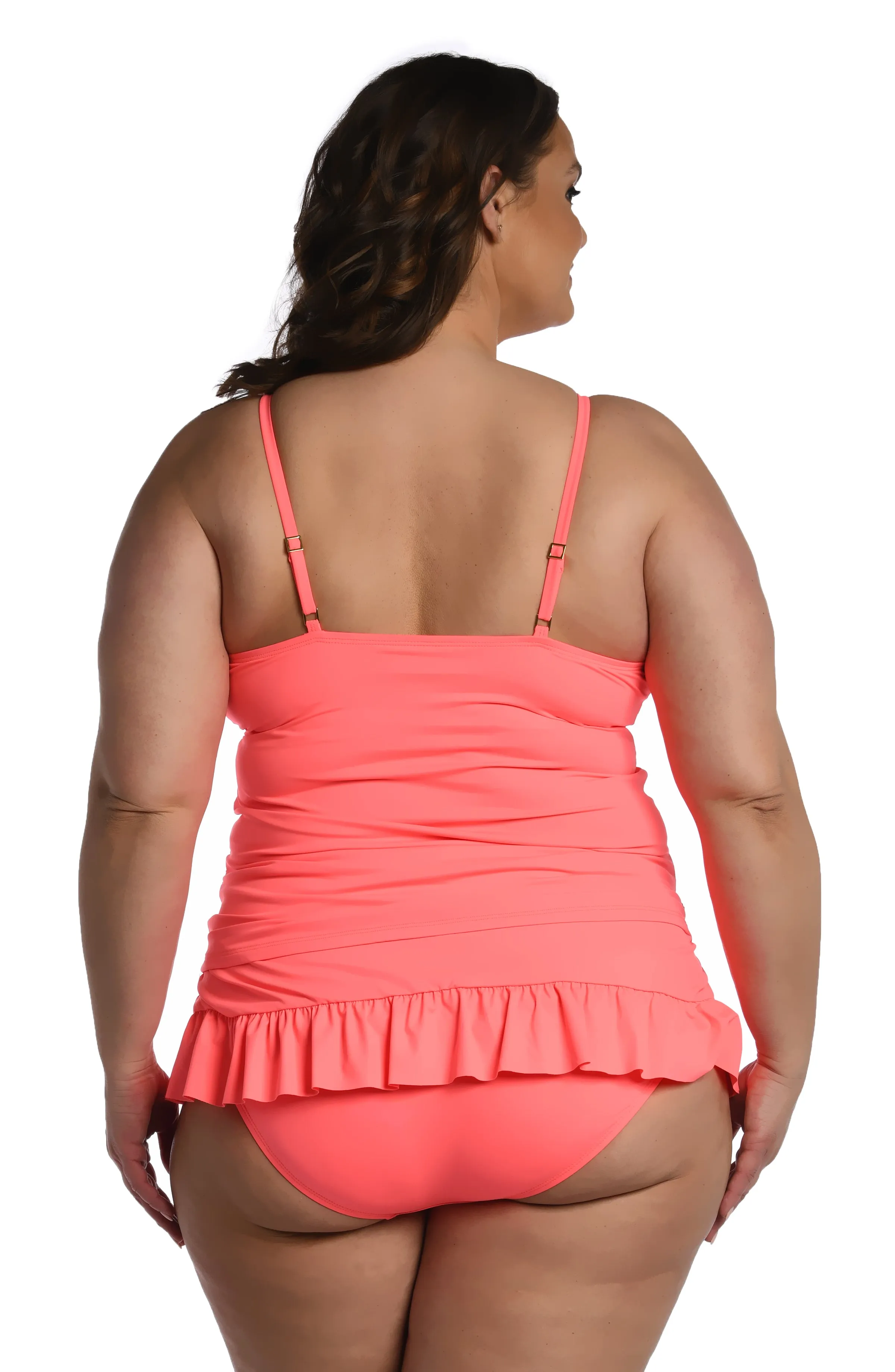 Island Goddess High-Neck Keyhole Tankini Top - Hot Coral - FINAL SALE