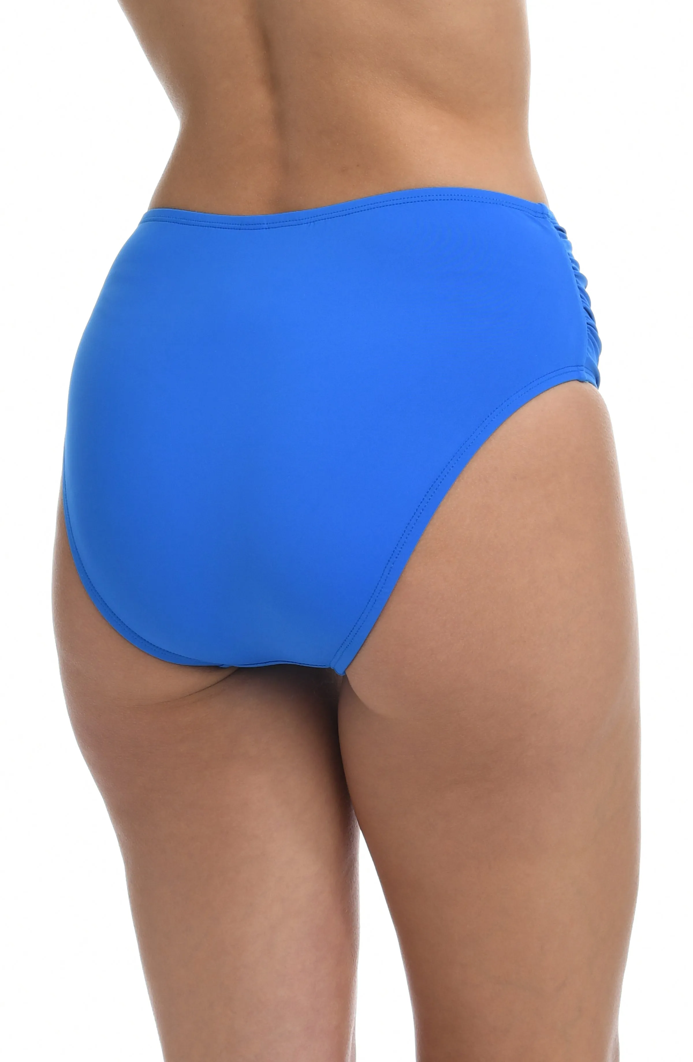 Island Goddess Side Shirred High Waist Bottom - Capri Blue - FINAL SALE