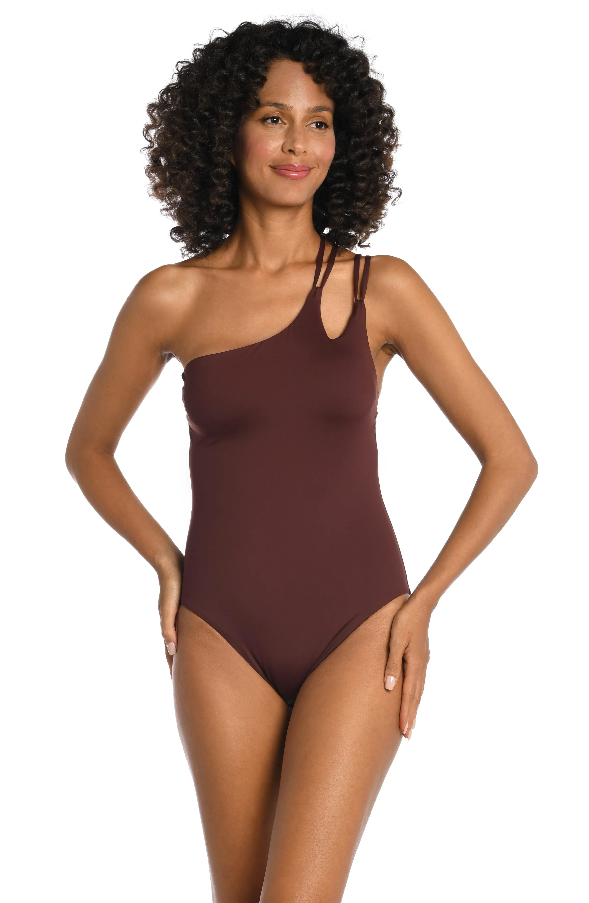 Island Goddess Strappy One Shoulder One Piece - Java