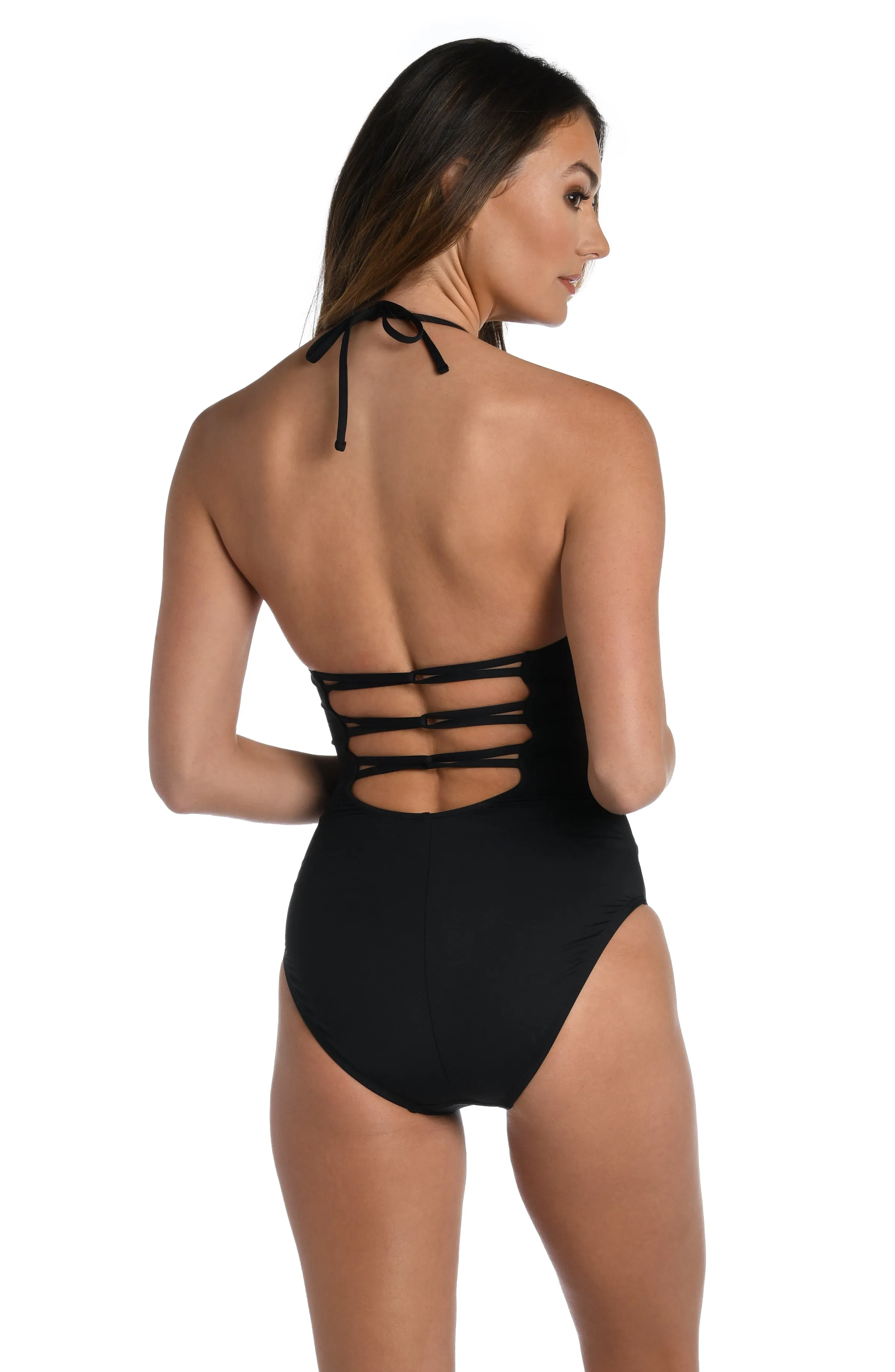 Island Goddess Underwire Scoop Front Lingerie One Piece - Black