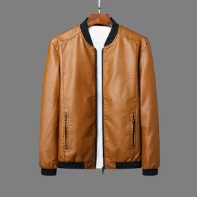 Jackets Men Brand Clothing PU Leather