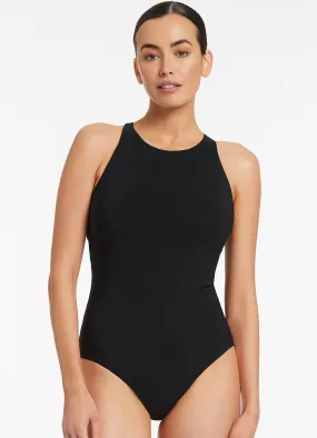 JETSET High Neck Cross Back DD/E One Piece - Black