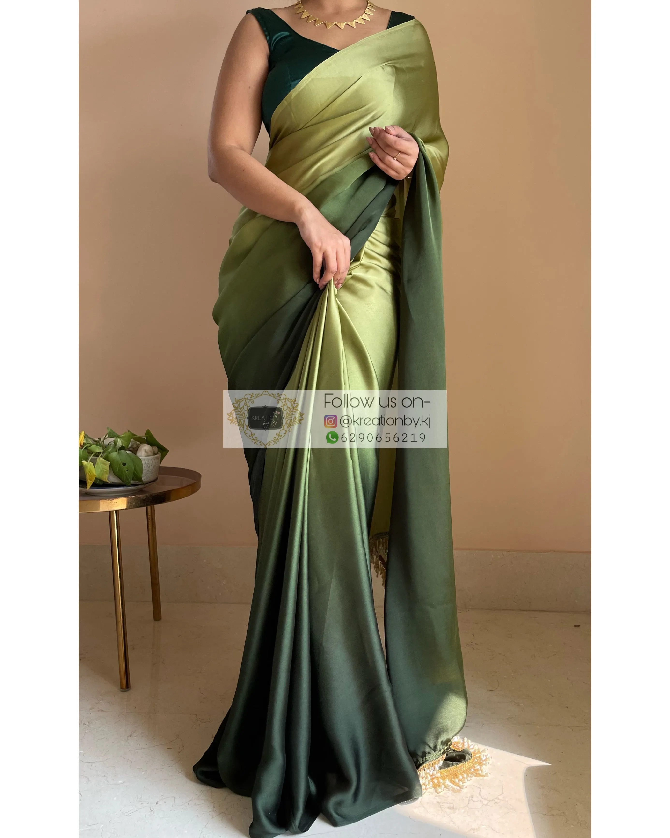 Kacchi Kairi Ombré Crepe Silk Saree with Handmade Tassels on Pallu