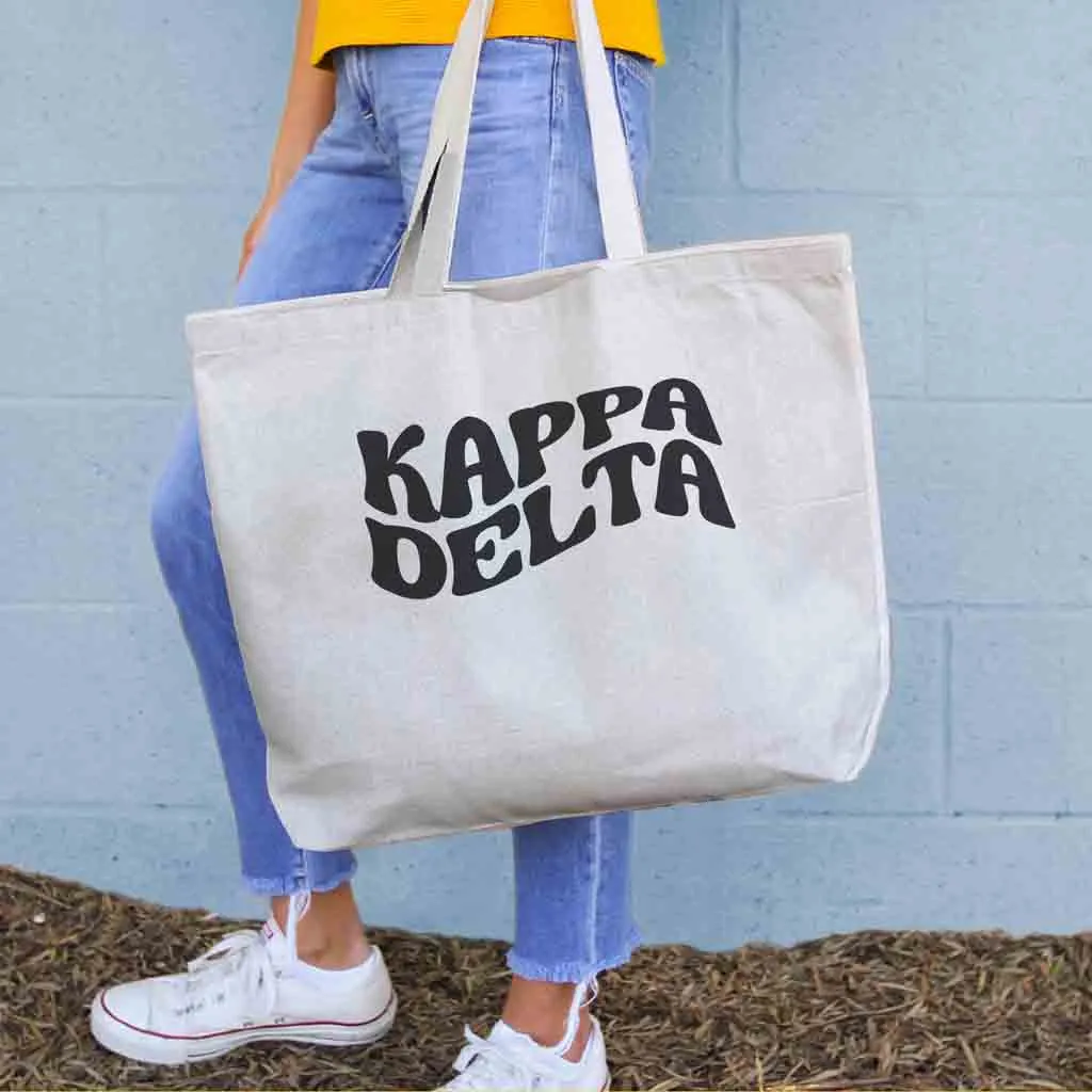 Kappa Delta Large Canvas Sorority Tote Bag with Simple Mod Design