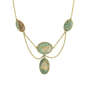 Late Victorian 14kt Turquoise Festoon Necklace