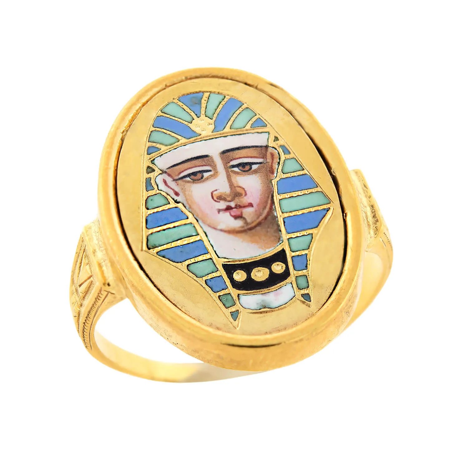 Late Victorian Egyptian Revival 18kt   Enamel Ring