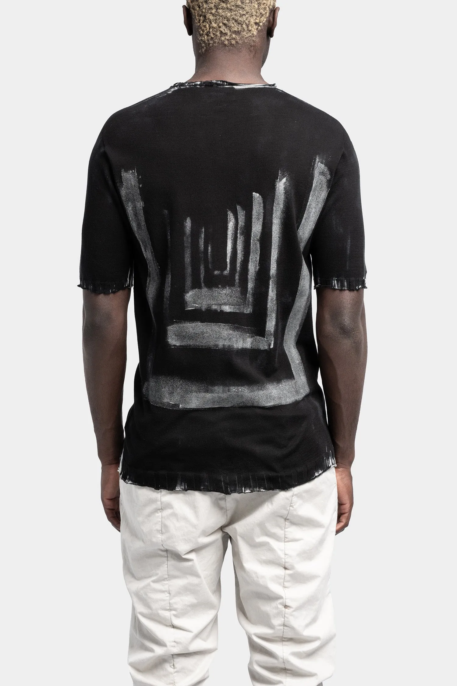 Lightweight knit tee, Black Spray Artwork