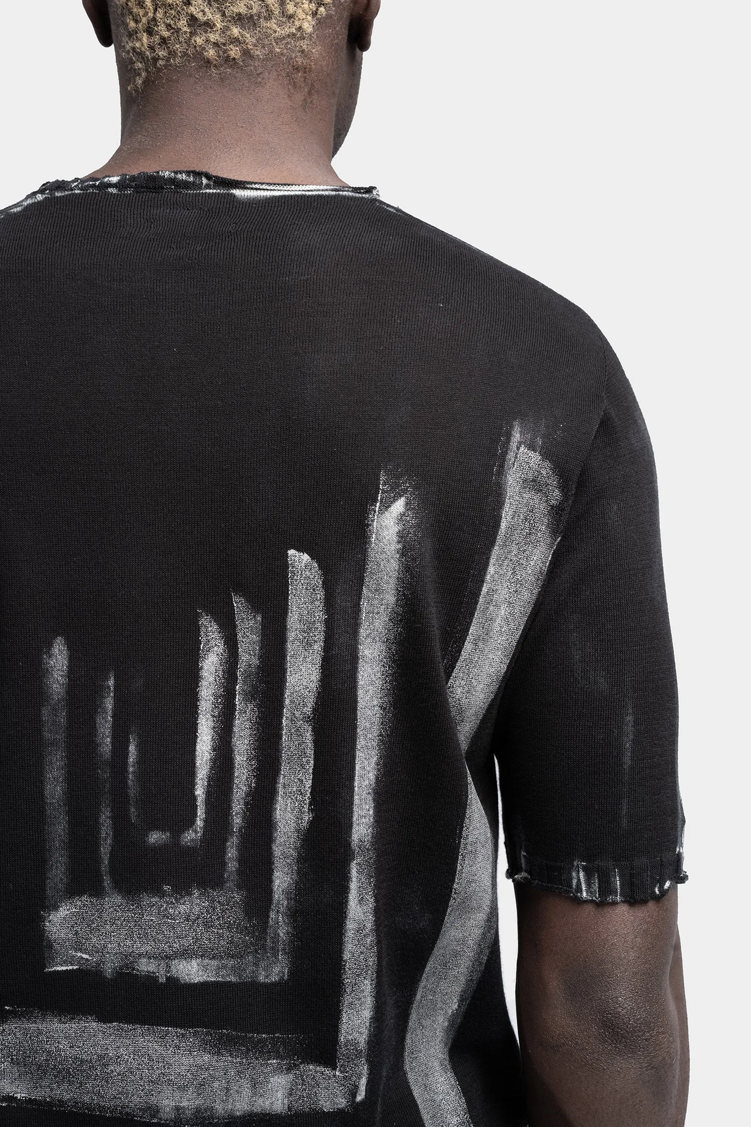 Lightweight knit tee, Black Spray Artwork