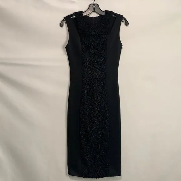 Marna RoNWT black with sparkly knit panel sheath dress