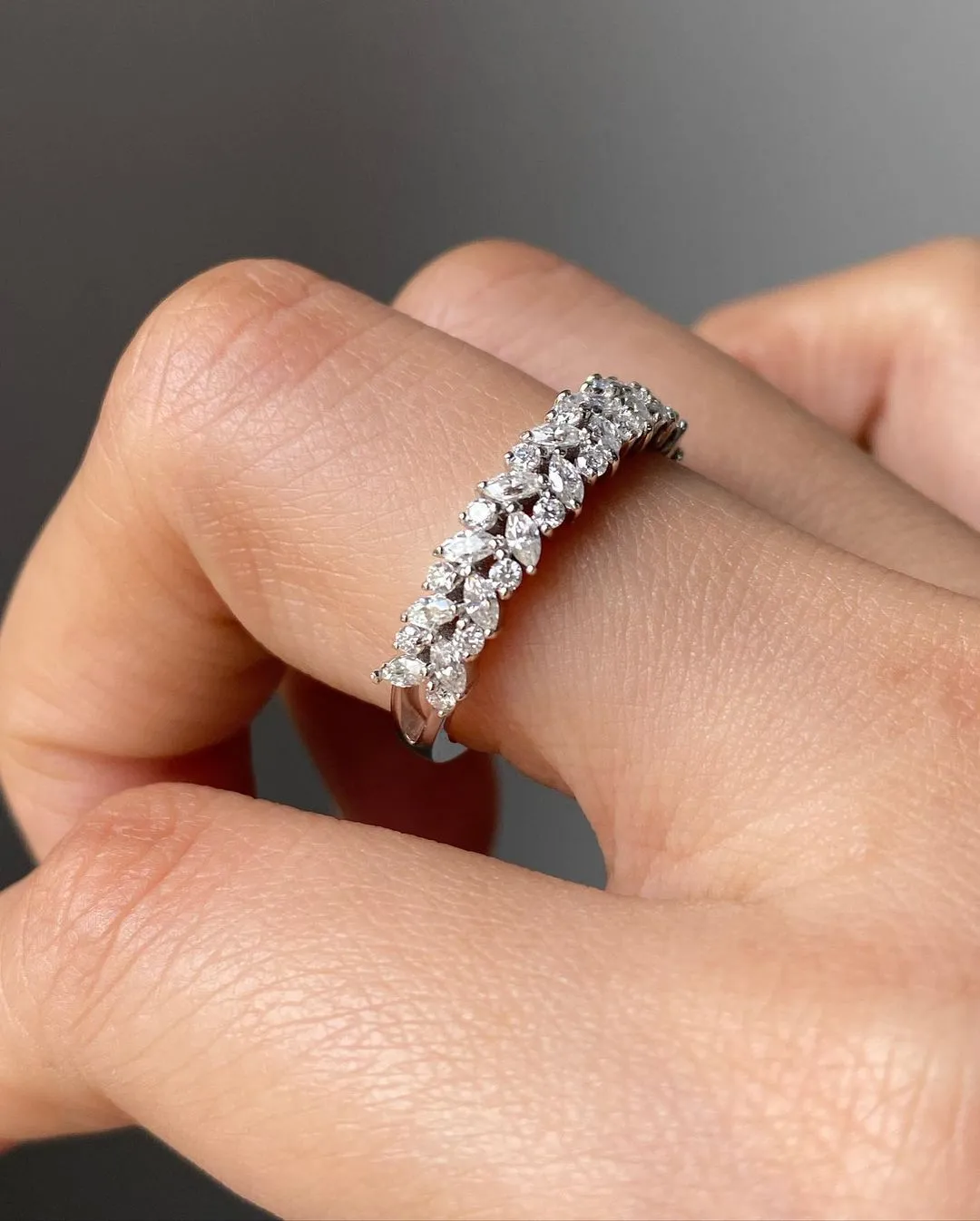 Marquise cut Diamond stacking matching Band