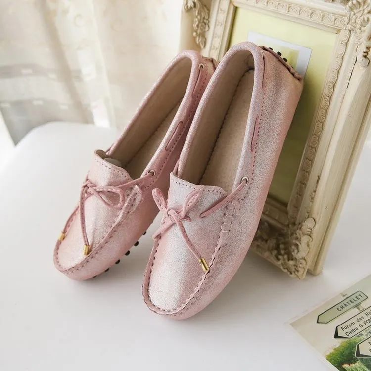 MIYAGINA Women Flats Handmade Leather Moccasin Driving Shoes