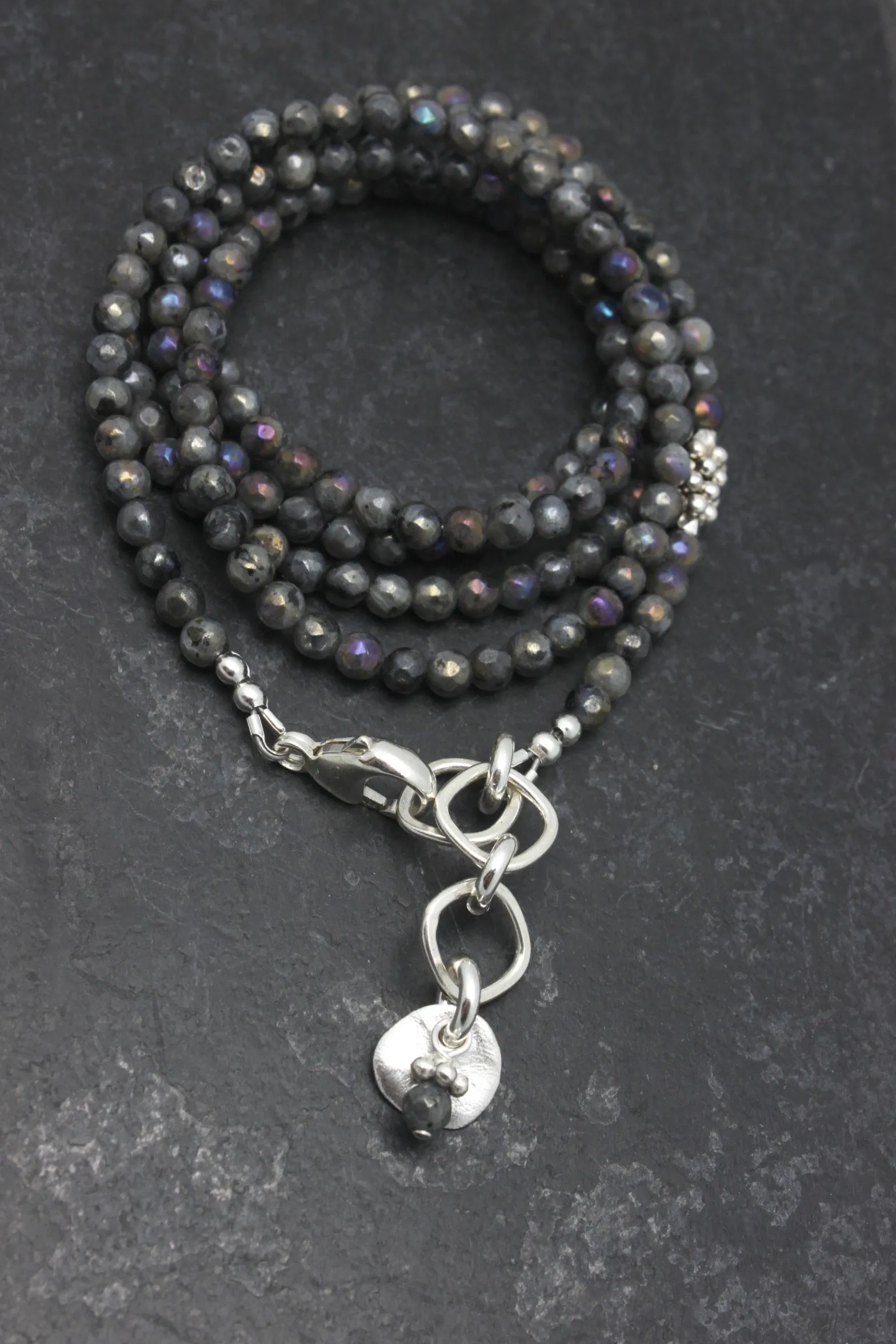 Molten Collection:  Labradorite & Bronze Pebble Clasp Bracelet