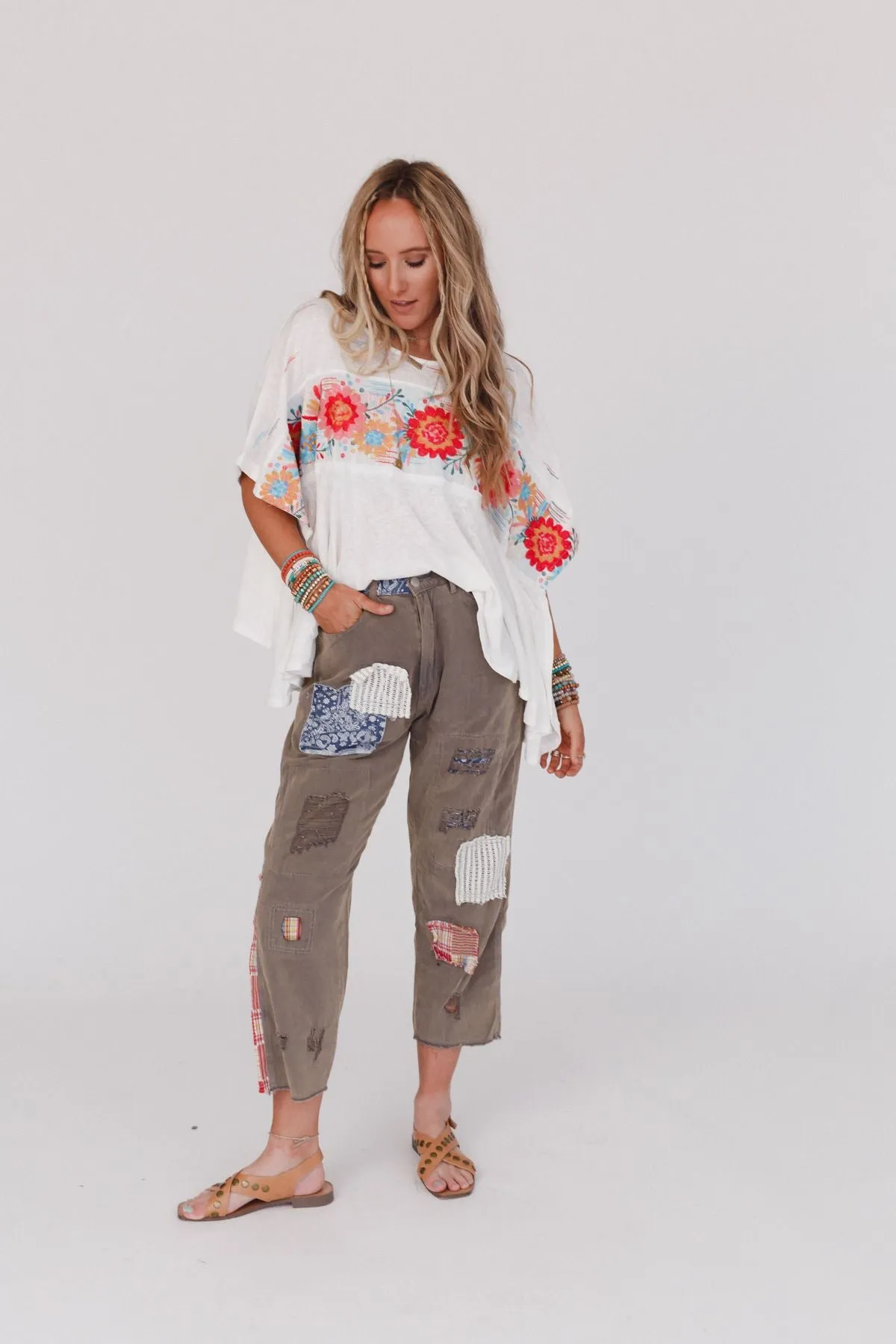 Offshore Patchwork Detail Pants - Olive