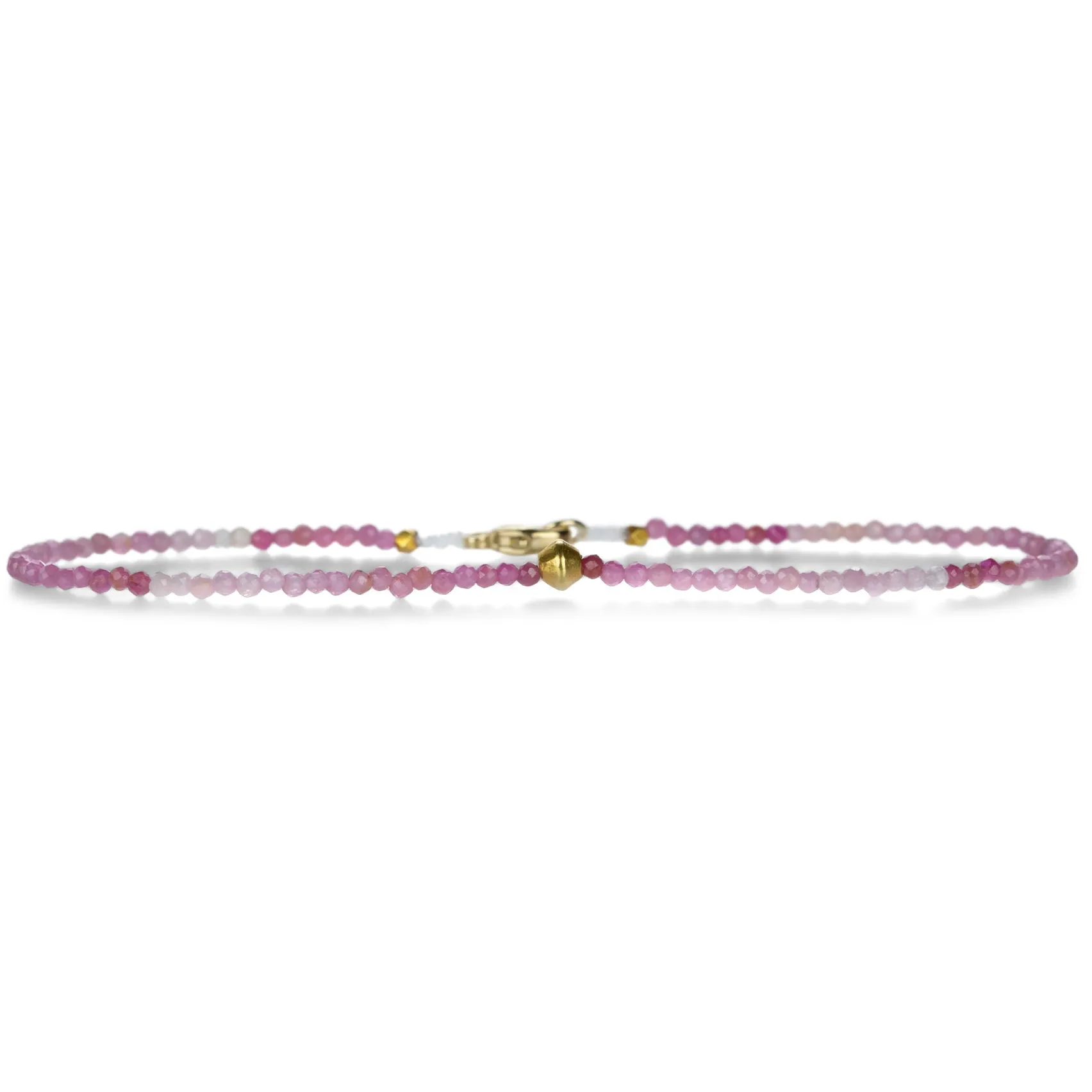 Ombre Faceted Ruby and 18k Bead Bracelet