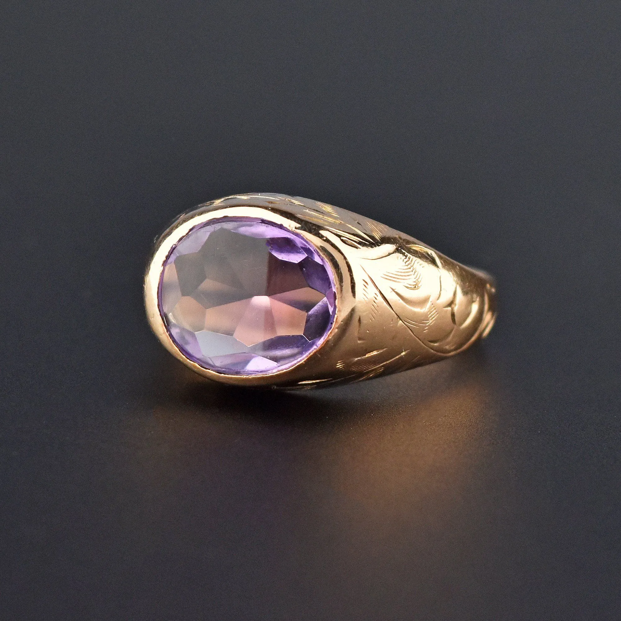 Pale Amethyst Smooth Top East to West Gold Ring