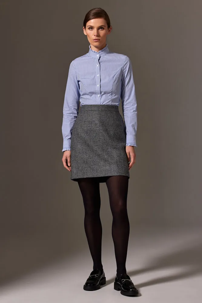 Paris Skirt - Grey Blue Tweed