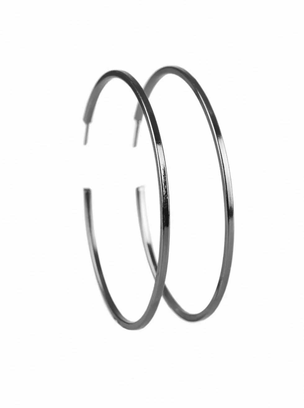 Perfect Shine Black Hoop Earrings