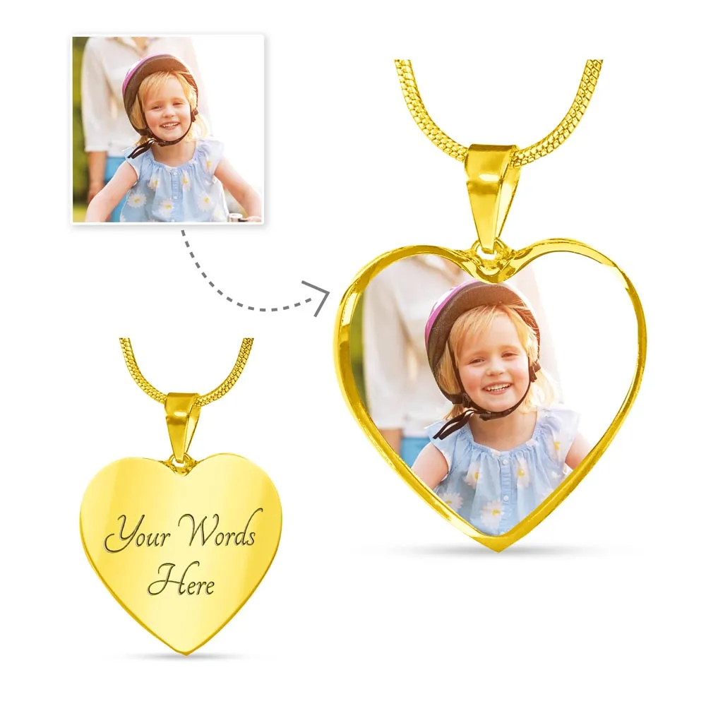 Personalized Photo Pendant Necklace, Heart Photo Pendant Necklace