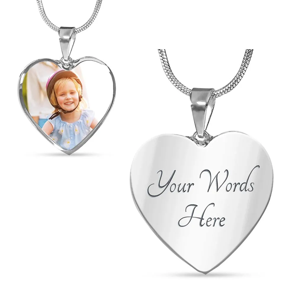 Personalized Photo Pendant Necklace, Heart Photo Pendant Necklace