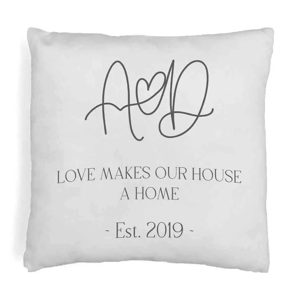 Personalized Throw Pillow Cover with Initials and Year