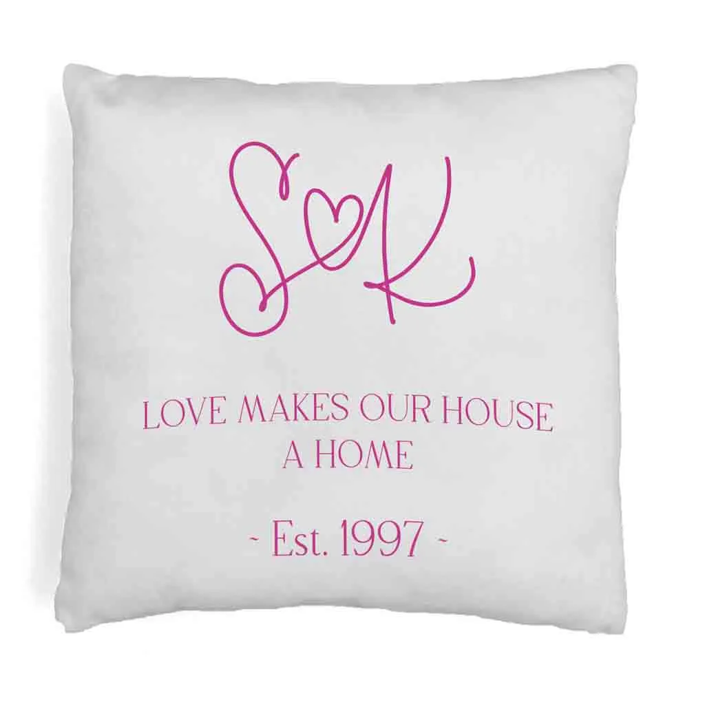 Personalized Throw Pillow Cover with Initials and Year