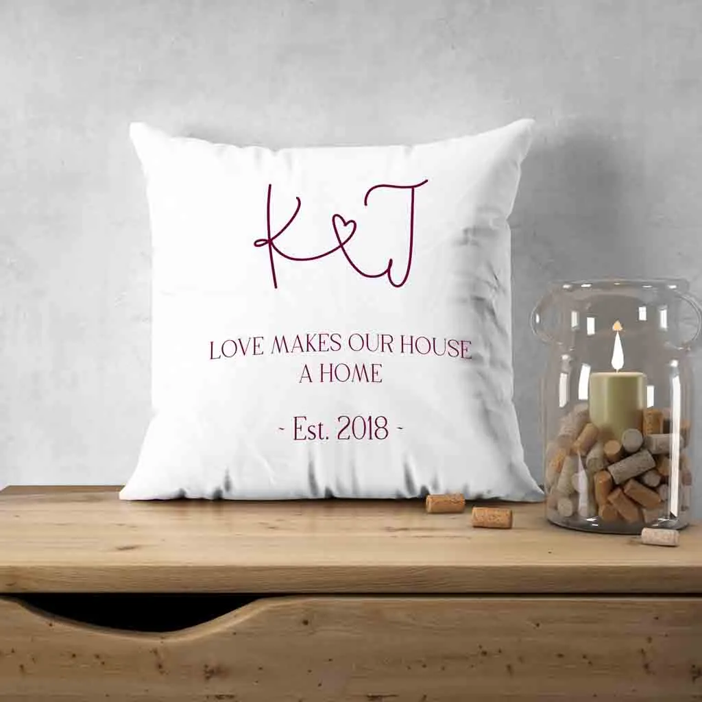 Personalized Throw Pillow Cover with Initials and Year