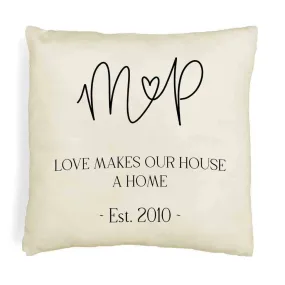 Personalized Throw Pillow Cover with Initials and Year