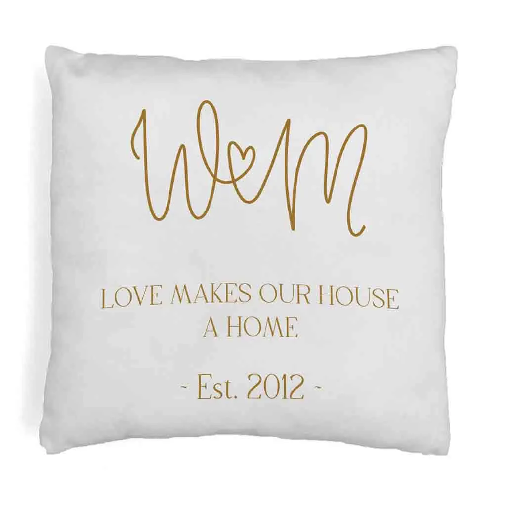 Personalized Throw Pillow Cover with Initials and Year