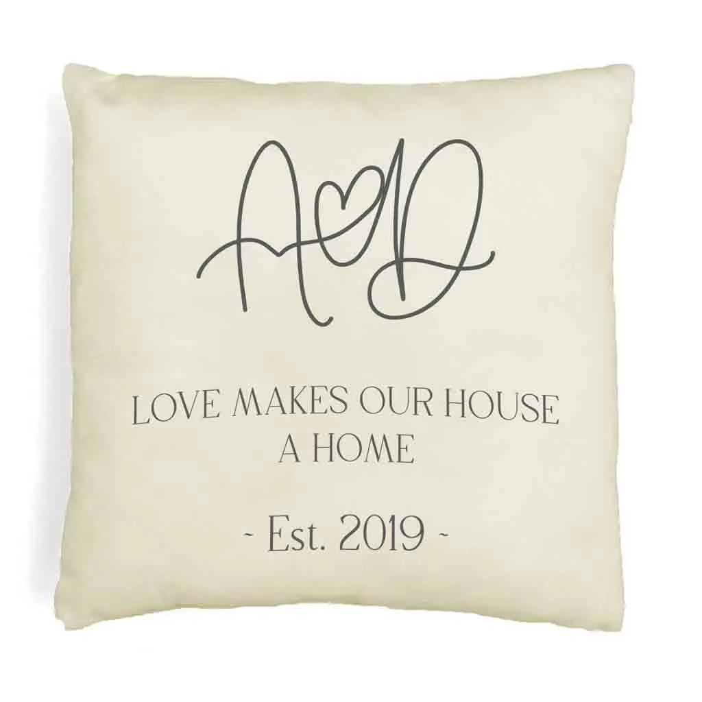 Personalized Throw Pillow Cover with Initials and Year